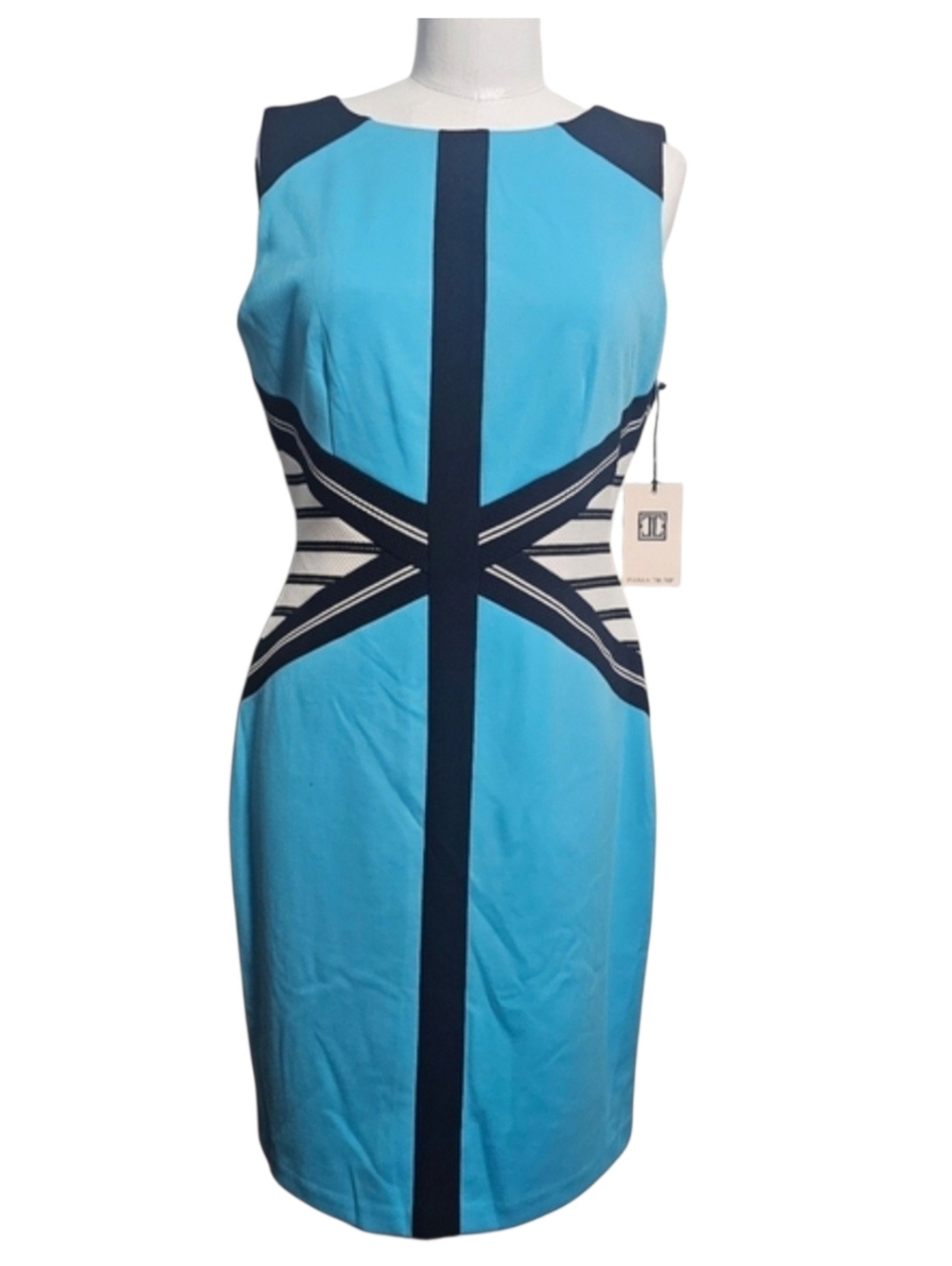 Ivanka Trump Sleeveless Colorblock Sheath Cocktail Dress Sz 10